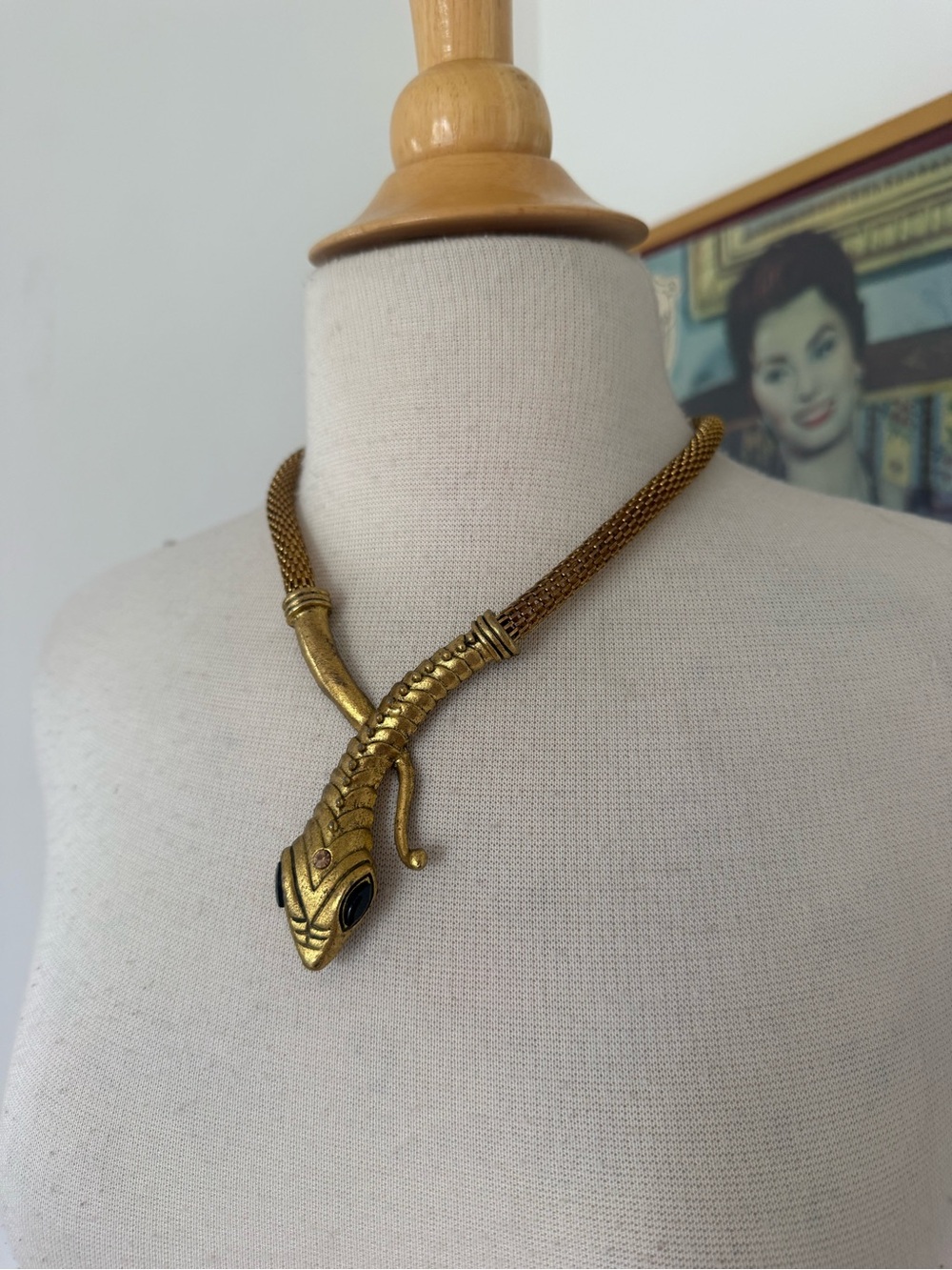 Gold Snake Head Statement Necklace